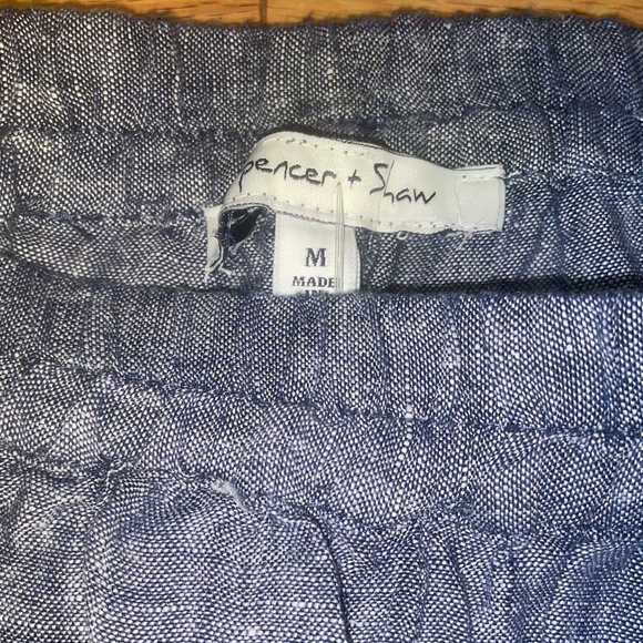 Brand New Spencer + Shaw Blue Heather Linen Pull-On Pants - Picture 15 of 16